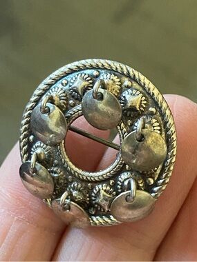 Antique 925 Sterling Silver Norway Small Solje Wedding Brooch Pin